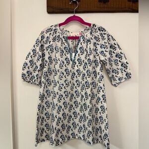 NWT Pink Chicken: Girls Floral Dress, Off White / Navy / Silver, Size 6Y